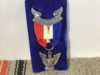 Vintage Sterling Silver Boy Scouts,  Eagle Scout Award Medal,  Box