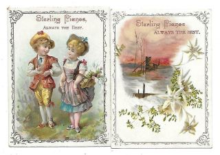 2 Sterling Pianos Victorian Trade Cards Towanda Pa.  By Holmes & Passage