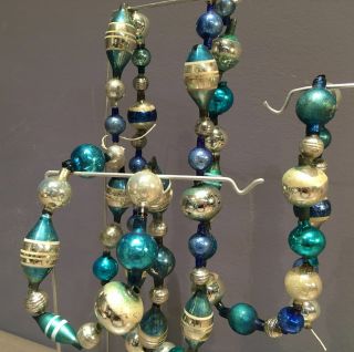 5 ',  BLUE GARLAND Antique Vintage Larger Bead Glass Christmas ornament 1 