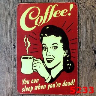 Metal Tin Sign Propaganda Coffee Bar Pub Home Vintage Retro Poster Cafe Art