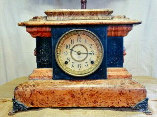 Antique Seth Thomas Chime Mantle Clock With Lions Heads