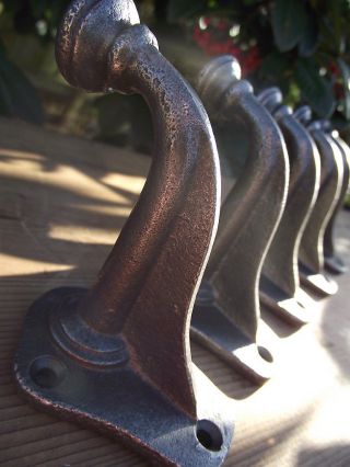 8 Vintage Industrial Style Cast Iron Coat Hooks,  pegs warehouse furniture rack. 3