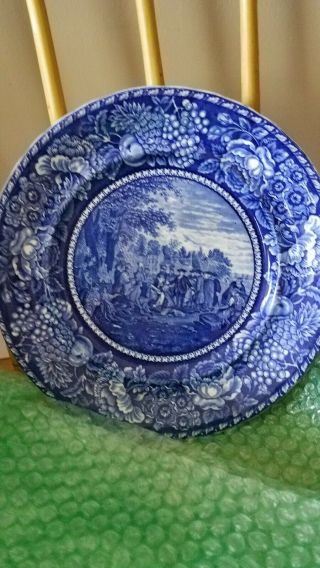 Antique R&m Co Staffordshire England Ceramic Plate William Penns Treaty 10 Inch