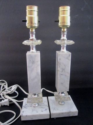 2 Vintage Alabaster Marble Lamp Hollywood Regency White Marble Table Lights