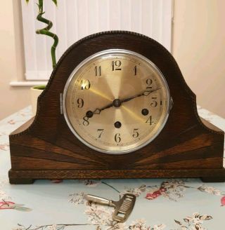 German Westminster Chimes Vintage Mantel Clock With Key (fully)