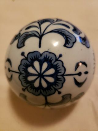 3 " Diameter Decorative Blue&white Ceramic Carpet Ball Floral Design Pier 1