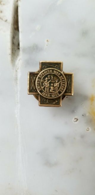 Antique United Spanish American War Veteran Buttonhole Lapel Pin 1898 - 1902