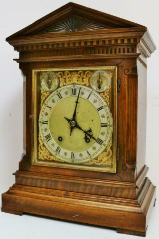 Antique German W & H Carved Oak Architectural 8 Day Gong Striking Bracket Clock 3