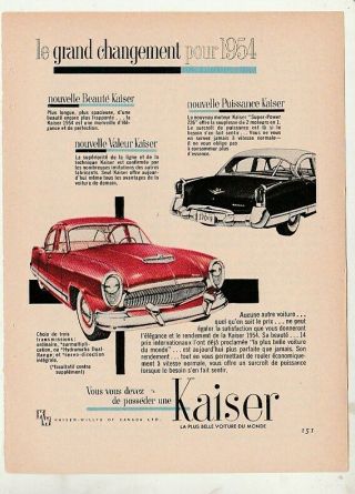 1954 Ad Kaiser Frazer Manhattan French