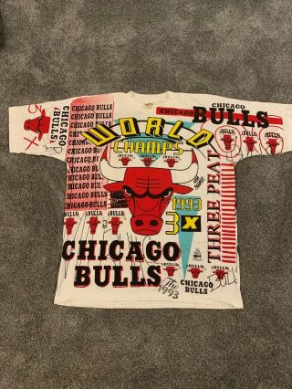 Vintage Magic Johnsons T’s Chicago Bulls 1993 3 Peat Nba Champions T Shirt (2xl)