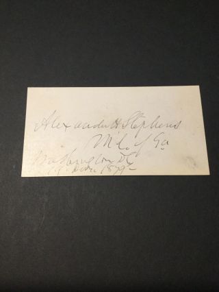 Alexander Stephens Confederate Vice President Autograph Signature
