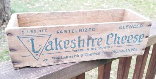 Vintage Wooden Cheese Box Lakeshire Swiss Cheese 5 Lb.