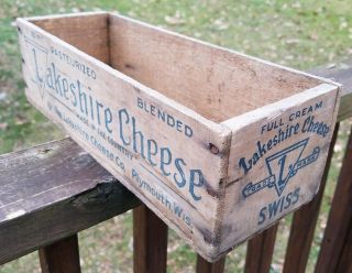 Vintage Wooden Cheese Box Lakeshire Swiss Cheese 5 lb. 3