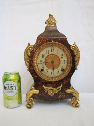 Antique Ansonia Metal Mantel Clock.