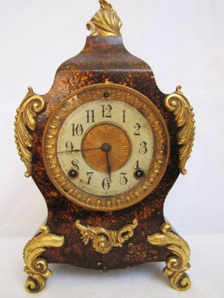 Antique Ansonia Metal Mantel Clock. 2