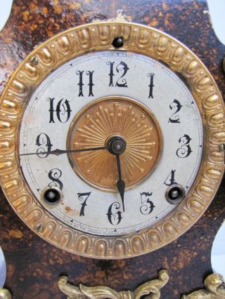 Antique Ansonia Metal Mantel Clock. 3