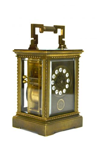 French Style Petite Sonnerie Striking Quarter Repeater Brass Carriage Clock 2