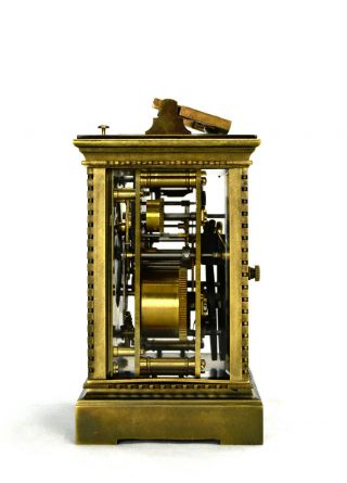French Style Petite Sonnerie Striking Quarter Repeater Brass Carriage Clock 3