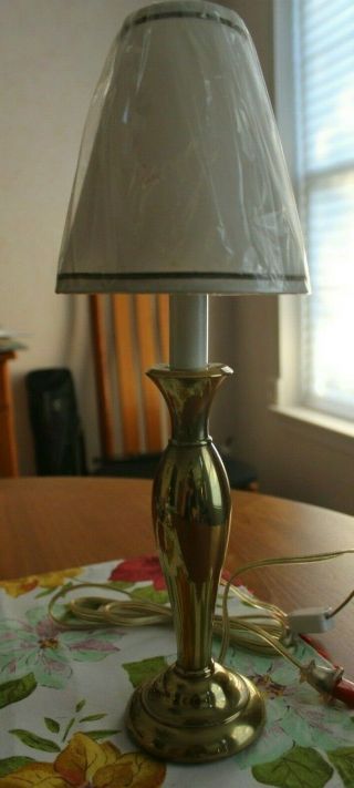 Vintage Stiffel Solid Brass Candlestick Lamp With Shade -