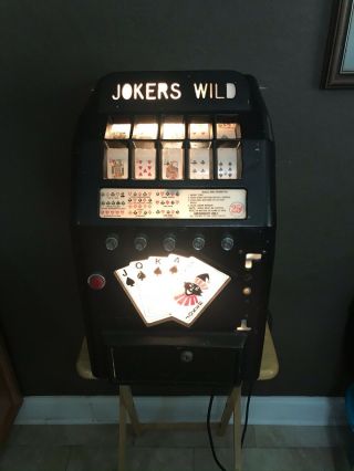 Antique 1957 25 Cent Jokers Wild Poker Slot Machine