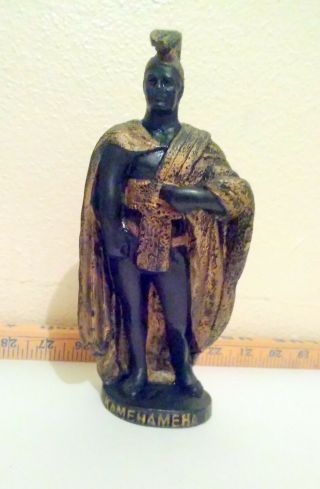 Vintage King Kamehameha Tiki Figurine 6 1/2 " Made From Lava Poly Art Hand Made