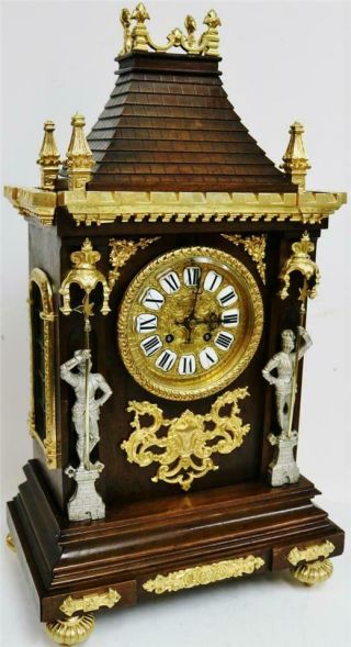 Sublime Antique French Mahogany & Bronze Ormolu Gothic Cathedral Mantel Clock 2