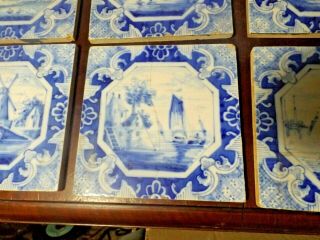 Set of 7 Antique Dutch Holland Blue Delft Porcelain Ceramic Tiles 3