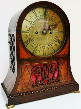 Antique English Regency 8 Day Twin Fusee Bell Striking Mahogany Bracket Clock 2