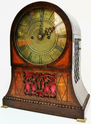 Antique English Regency 8 Day Twin Fusee Bell Striking Mahogany Bracket Clock 3