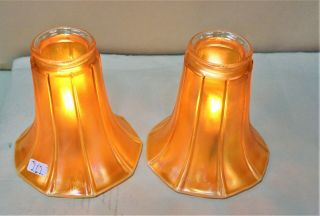 Vintage Iridescent Gold Glass Shades For Chandelier Or Wall Sconce 2.  25 "
