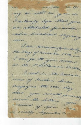 1935 Nelson Eddy Handwritten letter 2