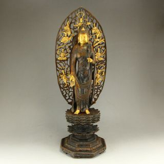 Chinese Gilt Gold Red Copper Siddhartha Buddha Statue
