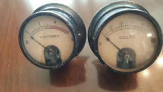 Vintage Amperes Amps And Volts Meters Jewell Electrical 1940 