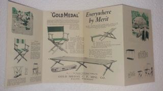 1927 GOLD Medal C.  F.  Mfc Co.  Folding Furniture Brochure Racine Wis.  USA Pristine 3