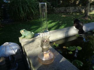 Vintage Aladdin Glass Oil Lamp Model 23 With Glass Chimney Oil Lantern