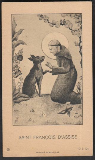 Saint Francis Assisi Antique Belgian Holy Card