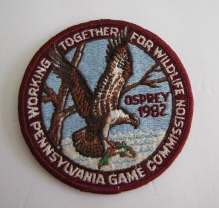 Vintage 1982 Pa Game Commission Osprey Patch Together For Wildlife
