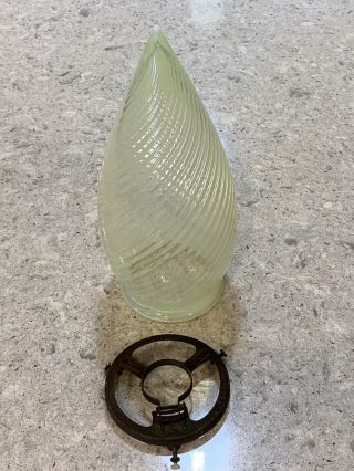 Antique Opalescent Vaseline Glass Swirl Lamp Shade