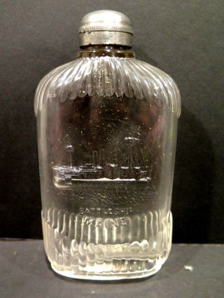 1898 Flask Remember The Maine Spanish American War Uss Battleship Maine Us Saw