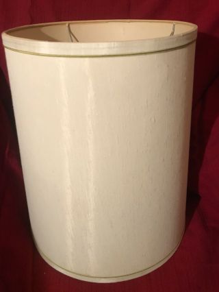 Vintage Mcm Drum Barrel Ivory Fabric Lamp Shades Large 17” Tall