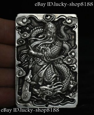 Folk China Copper Silver Guangong Guanyu Guan Gong Yu Warrior God Pendant Amulet