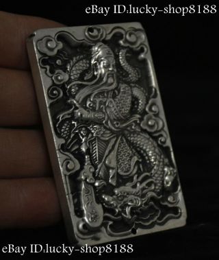 Folk China Copper Silver GuanGong GuanYu Guan Gong Yu Warrior God Pendant Amulet 2