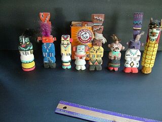 Group 1 Eight Kachinas,  Ranging In Size From 7 " 1/4 " To The Smallest At 3 " 1/4 "