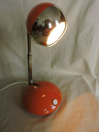 Vintage Orange Telescoping Eyeball Lamp Mid Century Desk Light