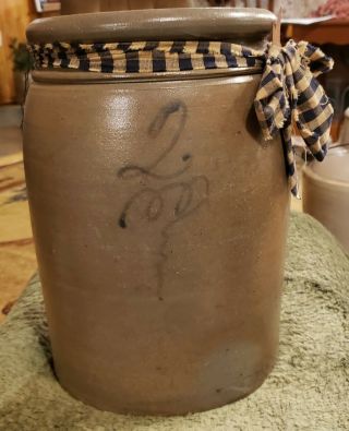Antique Stoneware Jar Crock 2 Gallon