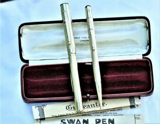 Vintage Swan Overlay - Self Filling - Fountain Pen & Pencil - C1930 - Usa