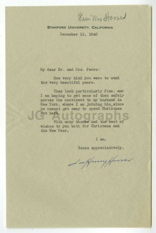 Lou Henry Hoover - U.  S.  First Lady,  Herbert Hoover - Signed Letter (tls),  1940