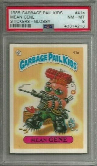 1985 Garbage Pail Kids 41a Mean Gene 1st Series Glossy Psa 8 Nm - Mt Card