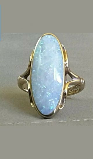 Vintage Art Noveau Style Opal 9ct Gold Ring