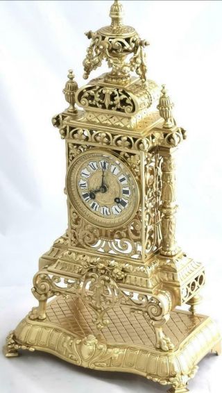 Antique French Mantle Clock Rare Bronze Cubed Shape 8Day 1880 ' s Bell Striking 2